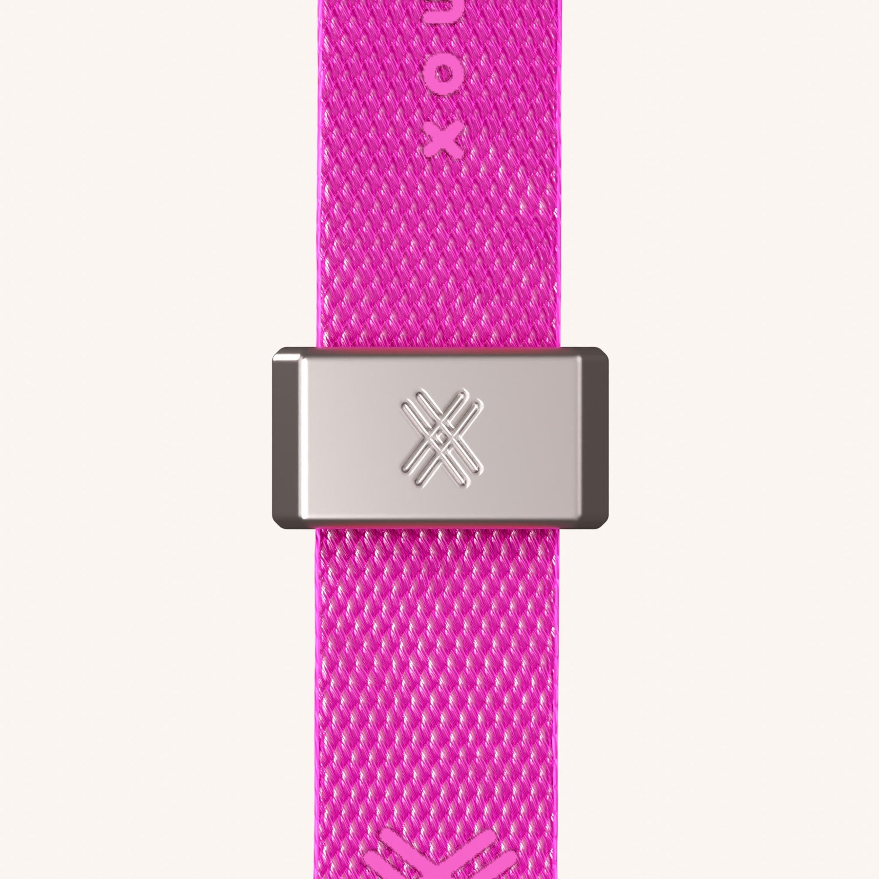 Phone Necklace with Slim Lanyard in Clear + Neon Pink