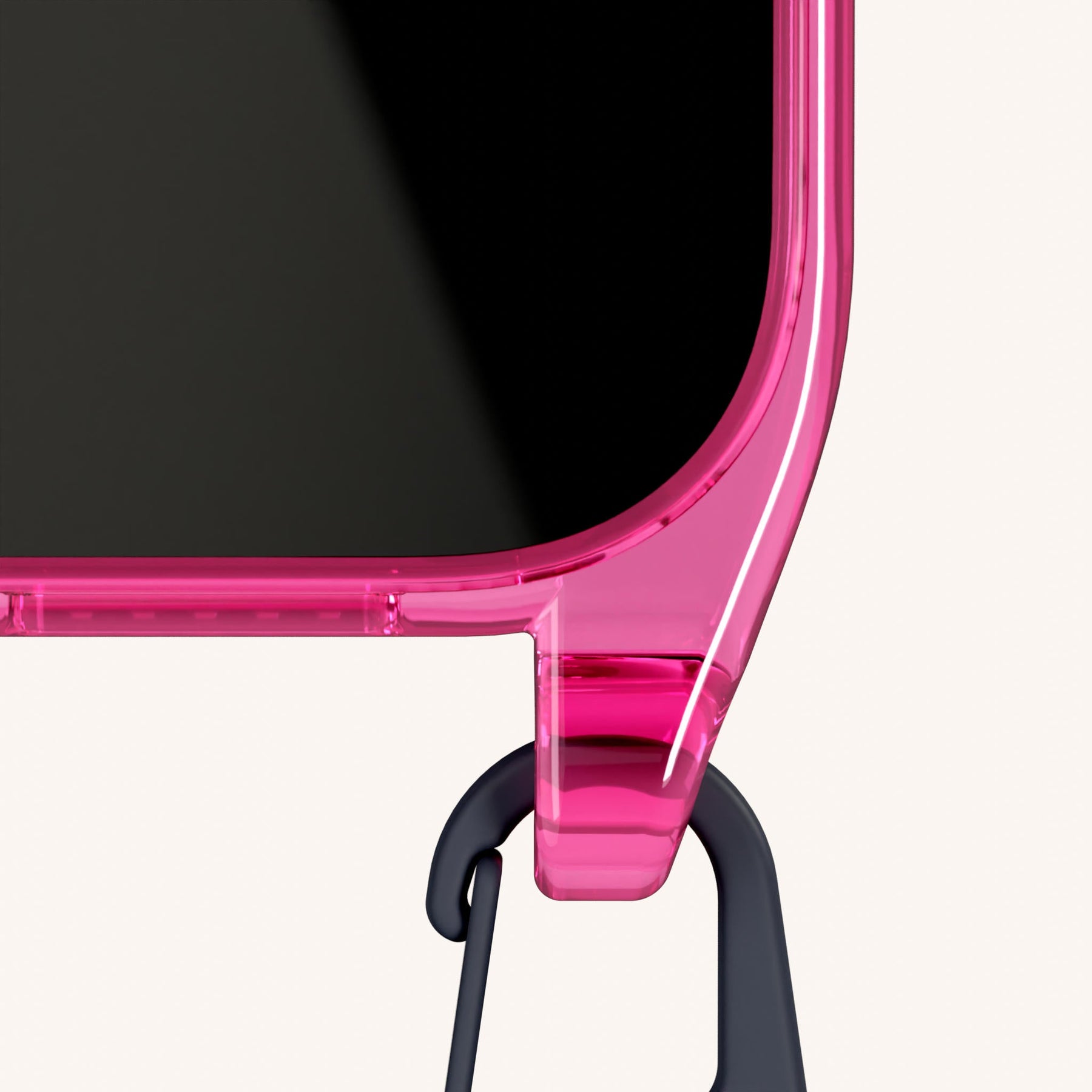 Phone Necklace with Slim Lanyard in Cyber Pink Clear + Midnight