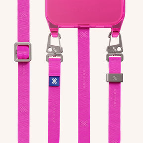 Phone Necklace with Slim Lanyard in Cyber Pink Clear + Neon Pink