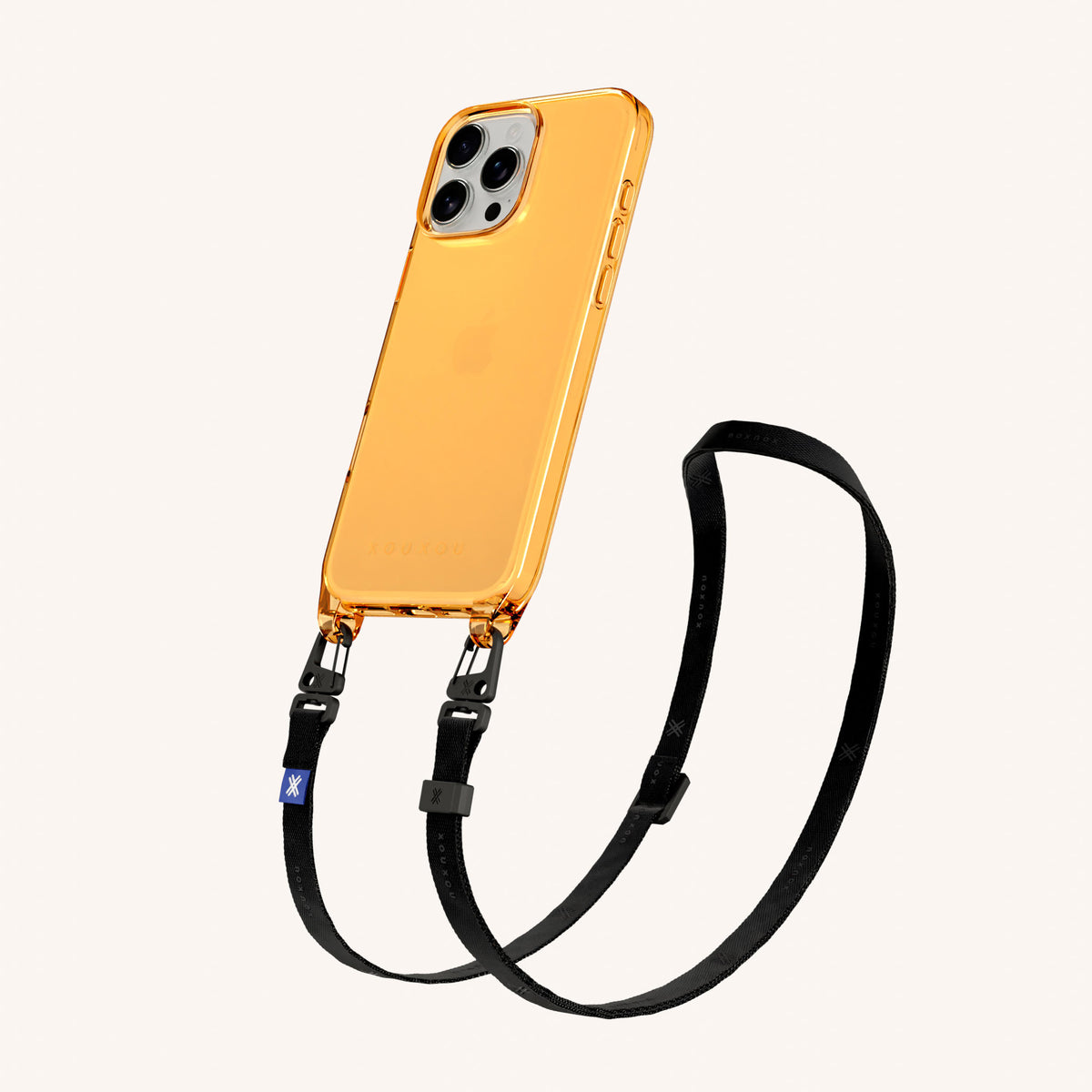 Phone Necklace with Slim Lanyard for iPhone 16 Pro Max without MagSafe in Mel Clear + Black | XOUXOU #phone model_iphone 16 pro max