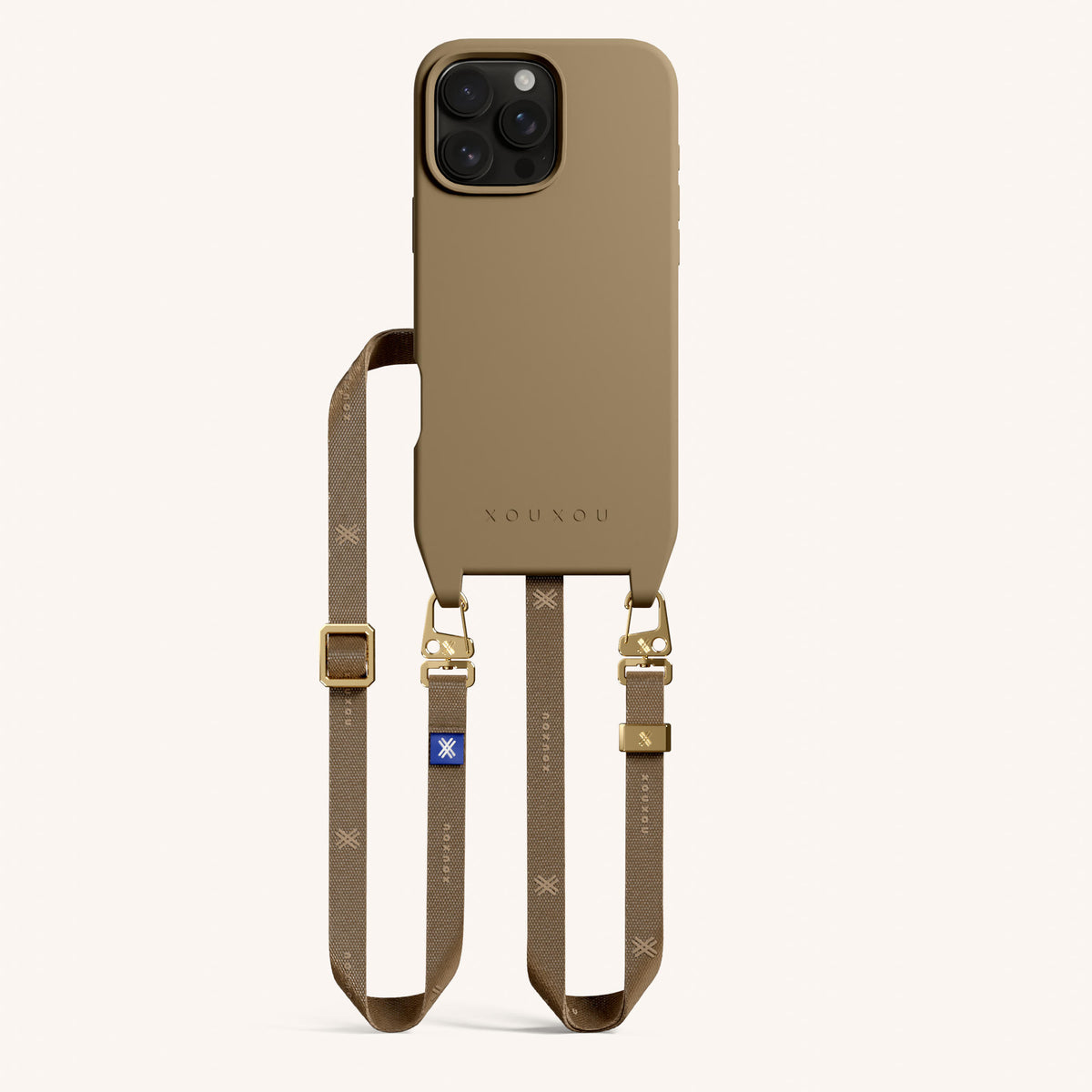 Phone Necklace with Slim Lanyard for iPhone 16 Pro with MagSafe in Taupe Total View | XOUXOU #phone model_iphone 16 pro