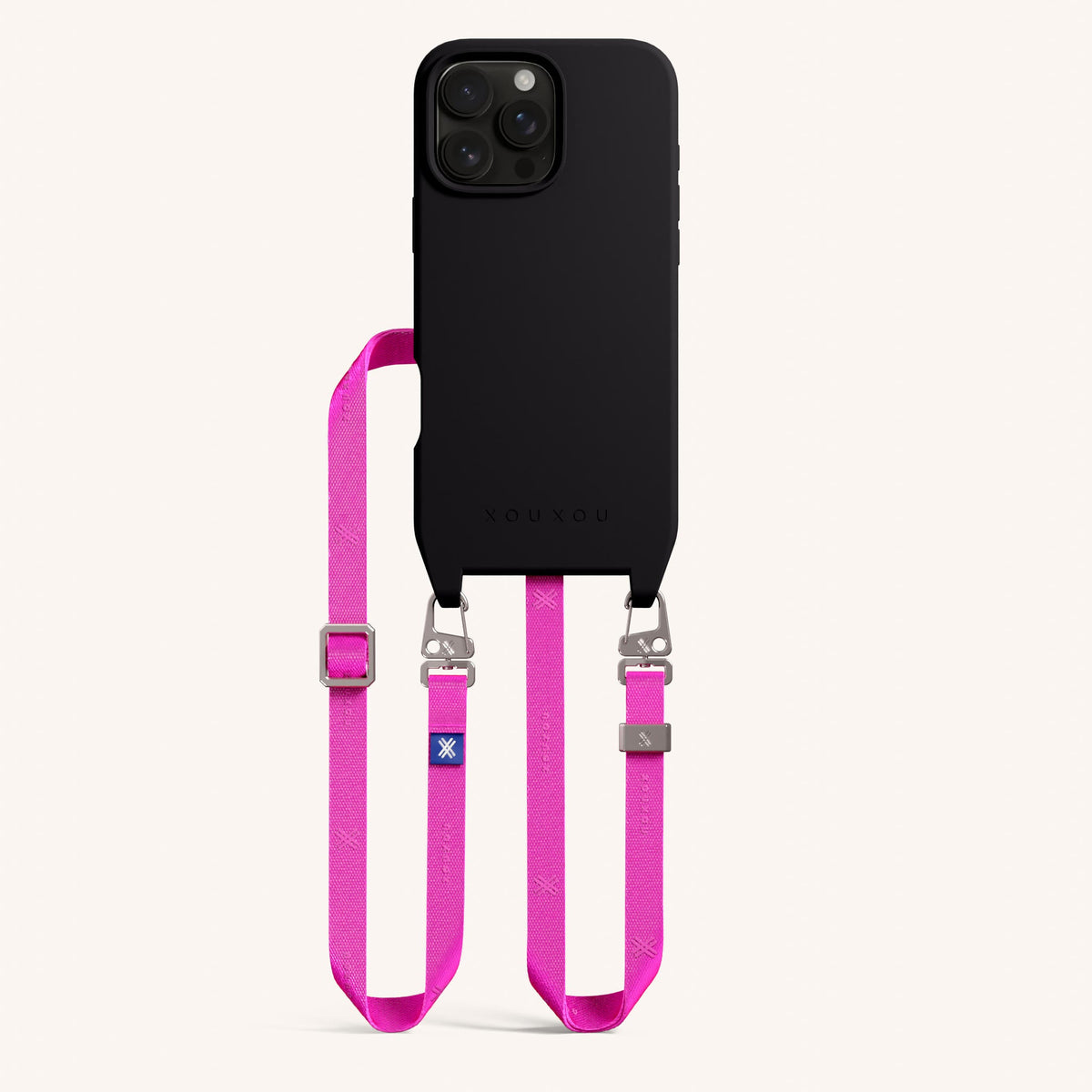 Phone Necklace with Slim Lanyard for iPhone 16 Pro without MagSafe in Black and Neon Total View | XOUXOU #phone model_iphone 16 pro