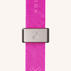 Phone Necklace with Slim Lanyard in Clear + Neon Pink