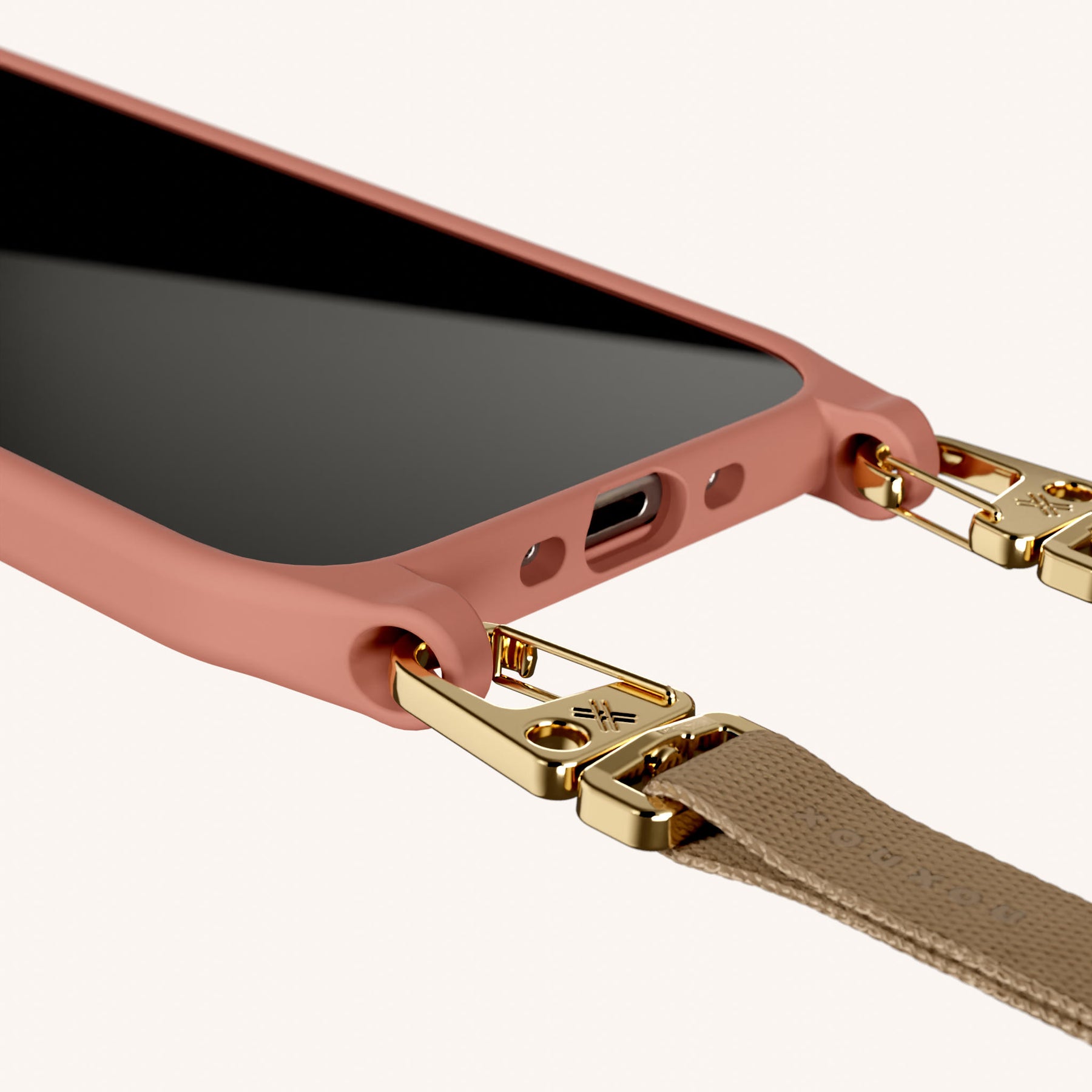Phone Necklace with Slim Lanyard in Taupe