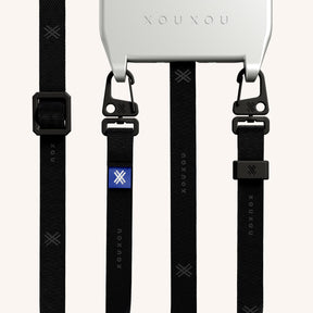 Phone Necklace with Slim Lanyard in Y2K Silver + Black