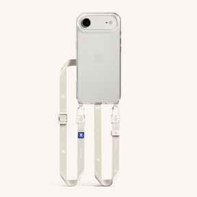 Phone Necklace with Slim Lanyard in Clear + Chalk