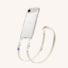 Phone Necklace with Slim Lanyard in Clear + Chalk
