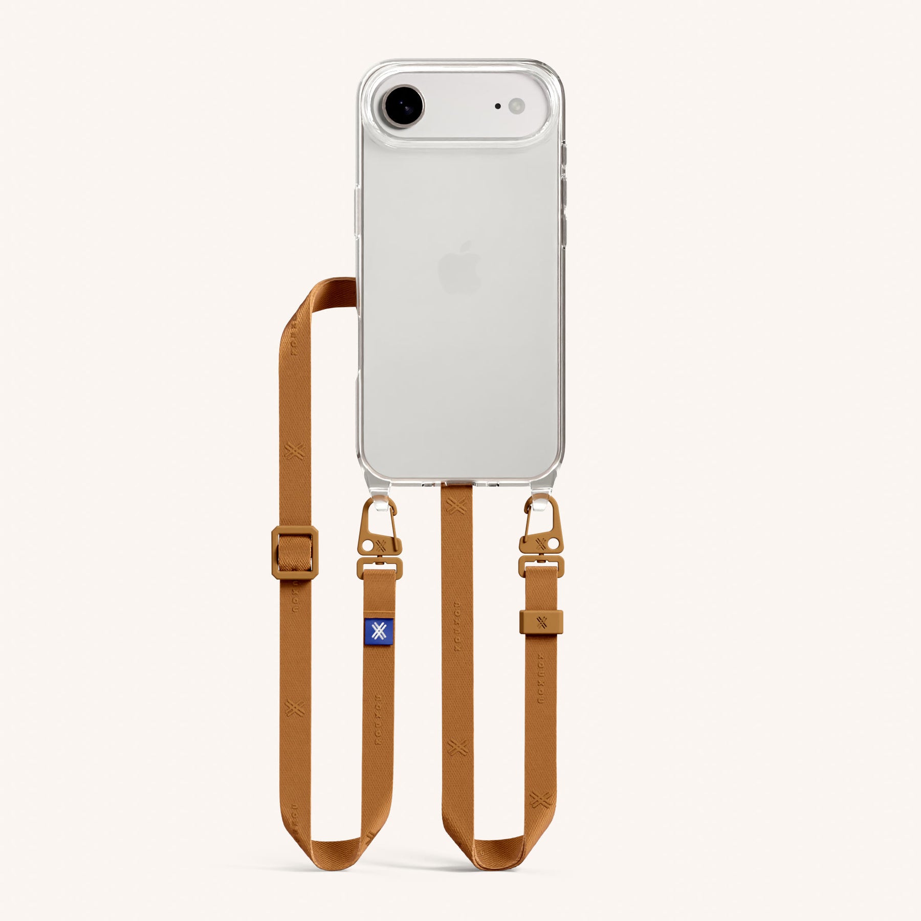 Phone Necklace with Slim Lanyard in Clear + Mel