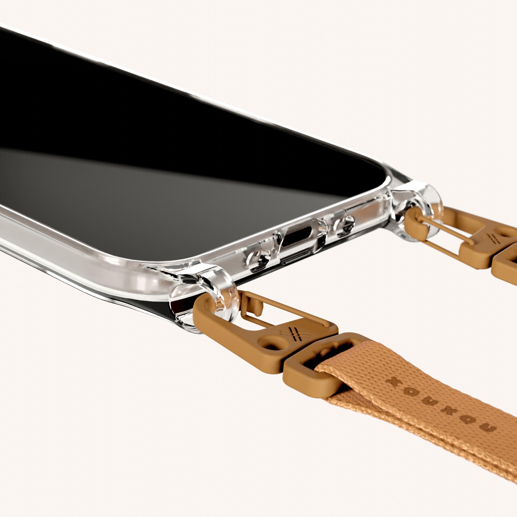 Phone Necklace with Slim Lanyard in Clear + Mel