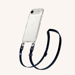 Phone Necklace with Slim Lanyard in Clear + Midnight