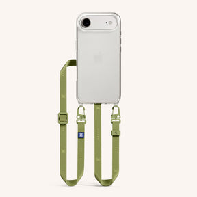 Phone Necklace with Slim Lanyard in Clear + Pistachio