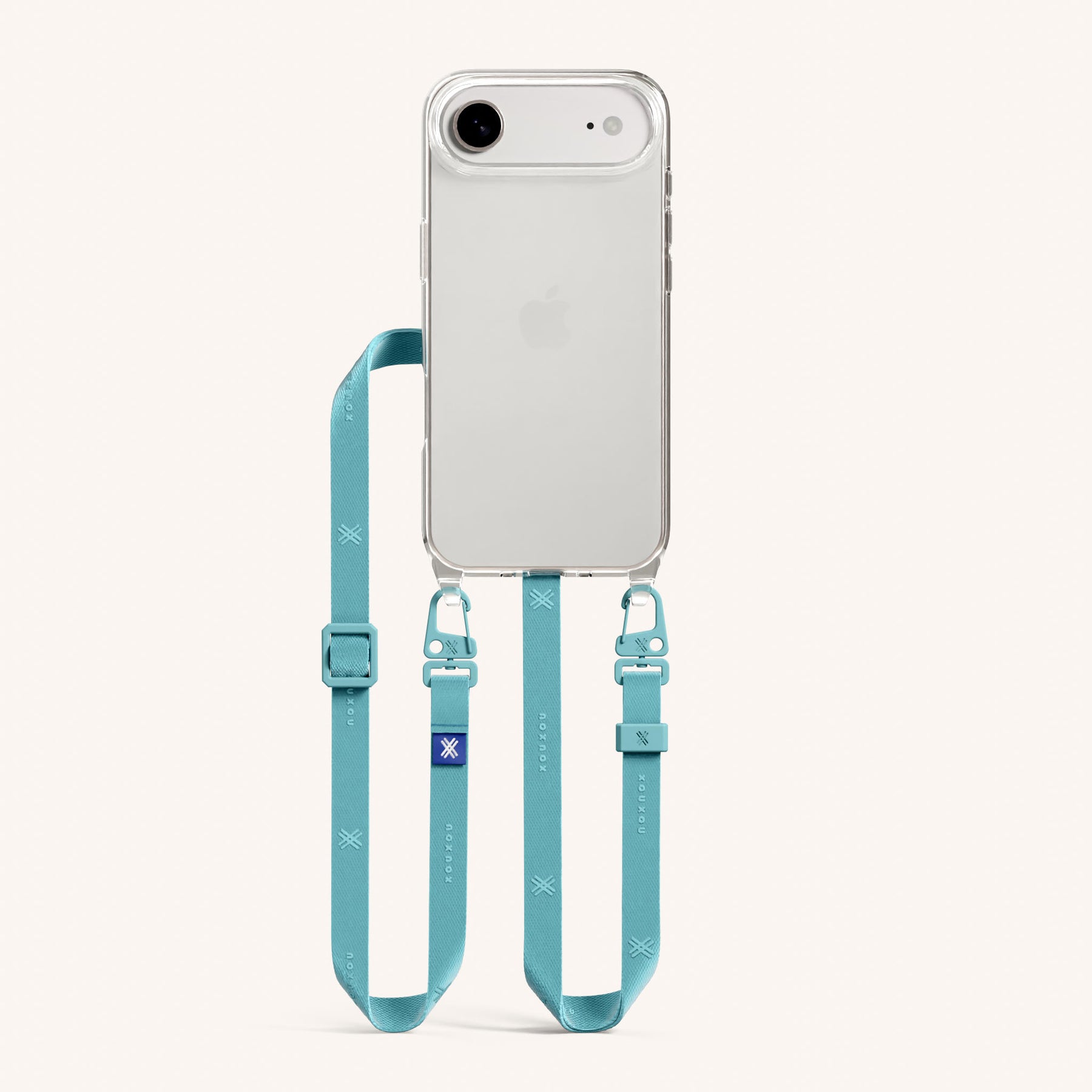 Phone Necklace with Slim Lanyard in Clear + Pool