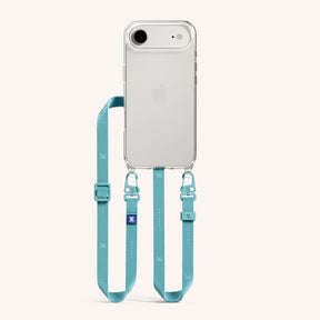 Phone Necklace with Slim Lanyard in Clear + Pool