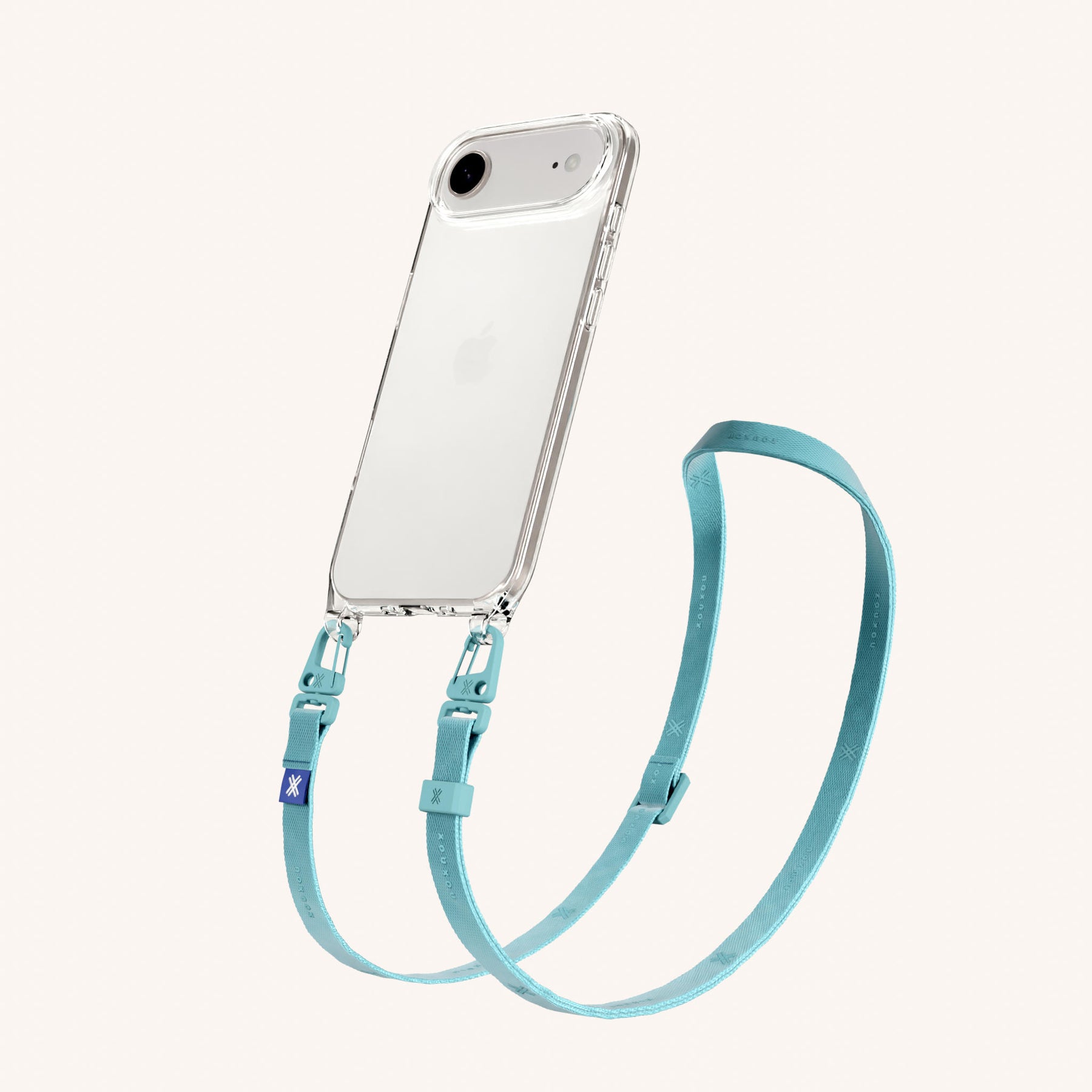 Phone Necklace with Slim Lanyard in Clear + Pool