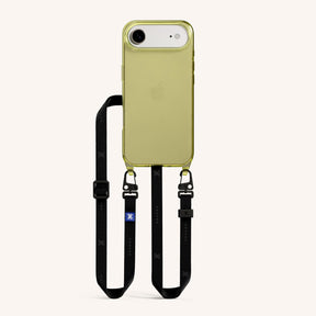 Phone Necklace with Slim Lanyard in Sunny Lime Clear + Black