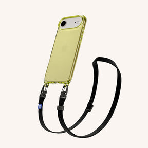 Phone Necklace with Slim Lanyard in Sunny Lime Clear + Black