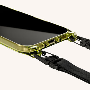 Phone Necklace with Slim Lanyard in Sunny Lime Clear + Black