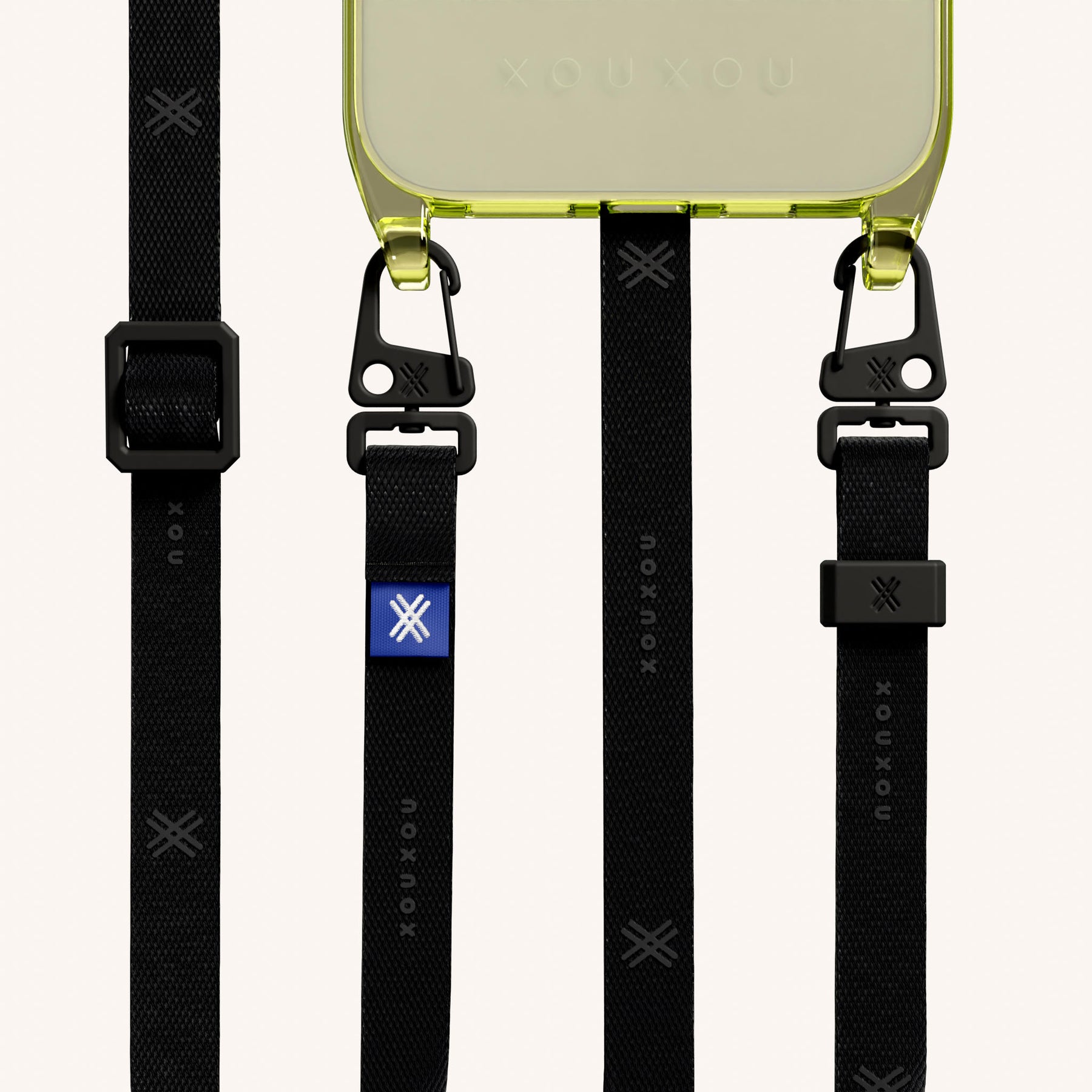 Phone Necklace with Slim Lanyard in Sunny Lime Clear + Black