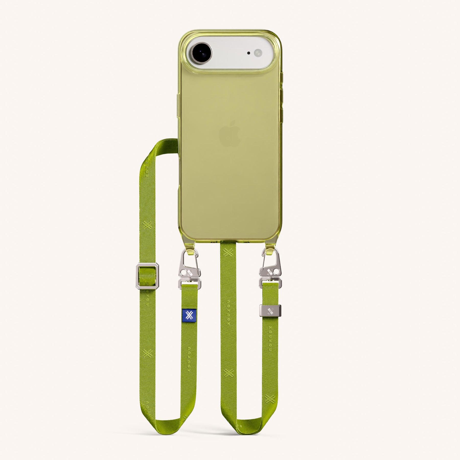 Phone Necklace with Slim Lanyard in Sunny Lime Clear + Olive