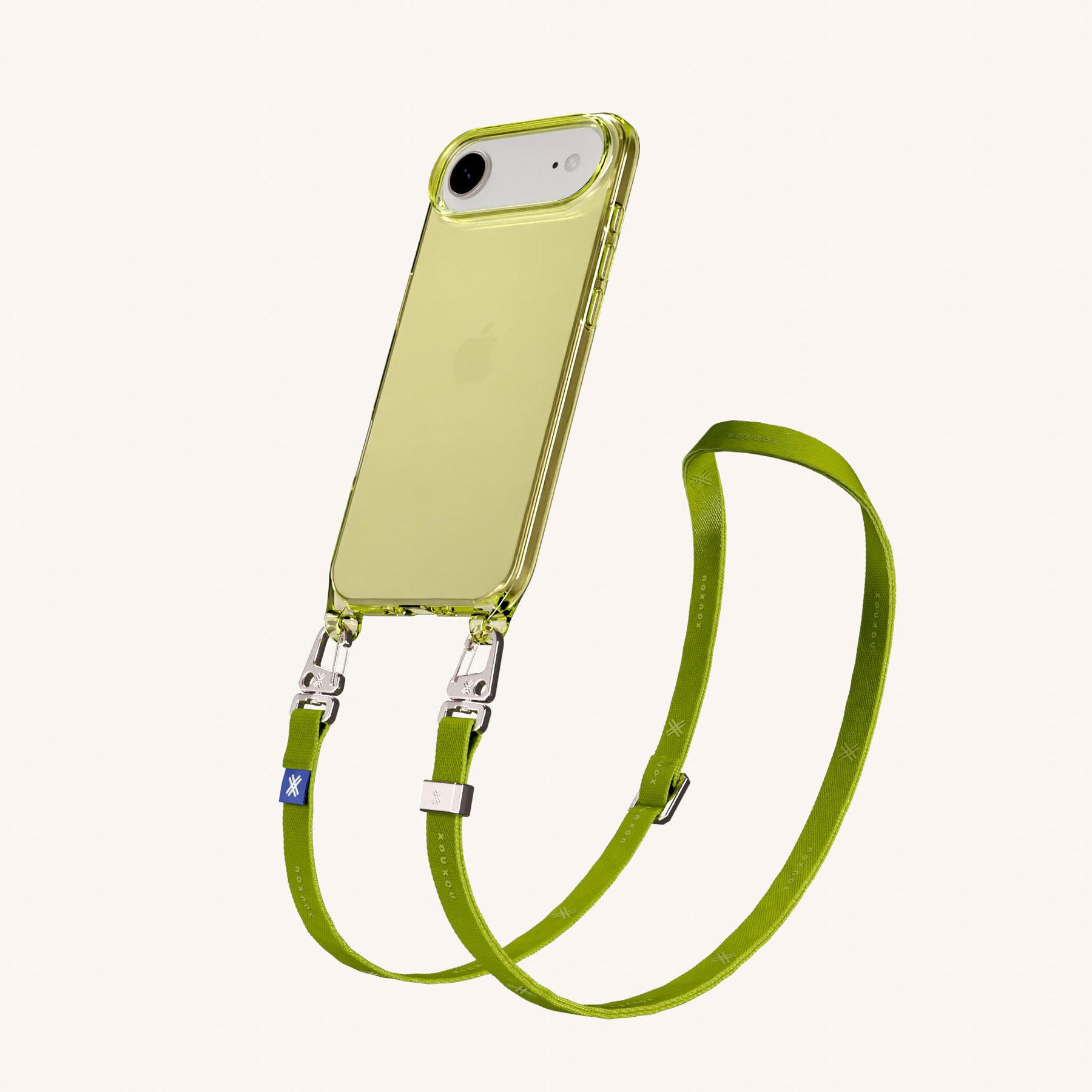Phone Necklace with Slim Lanyard in Sunny Lime Clear + Olive
