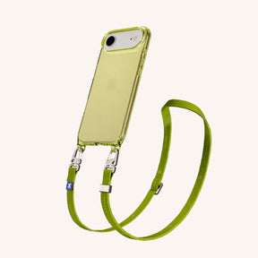 Phone Necklace with Slim Lanyard in Sunny Lime Clear + Olive