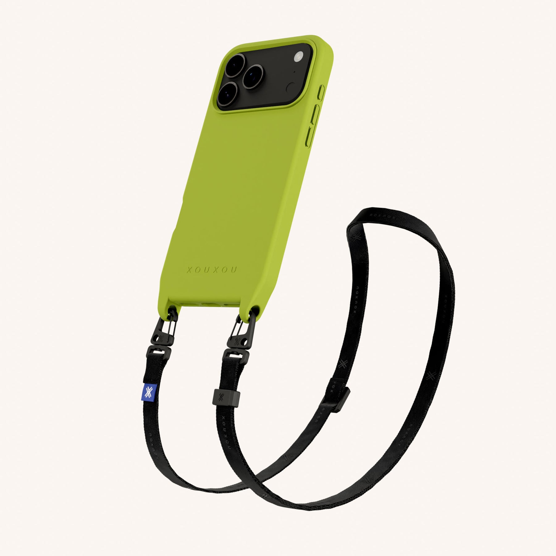 Phone Necklace with Slim Lanyard in Olive + Black
