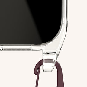 Phone Necklace with Slim Lanyard in Clear + Burgundy