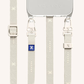 Phone Necklace with Slim Lanyard in Clear + Chalk