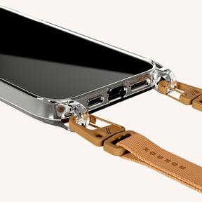 Phone Necklace with Slim Lanyard in Clear + Mel