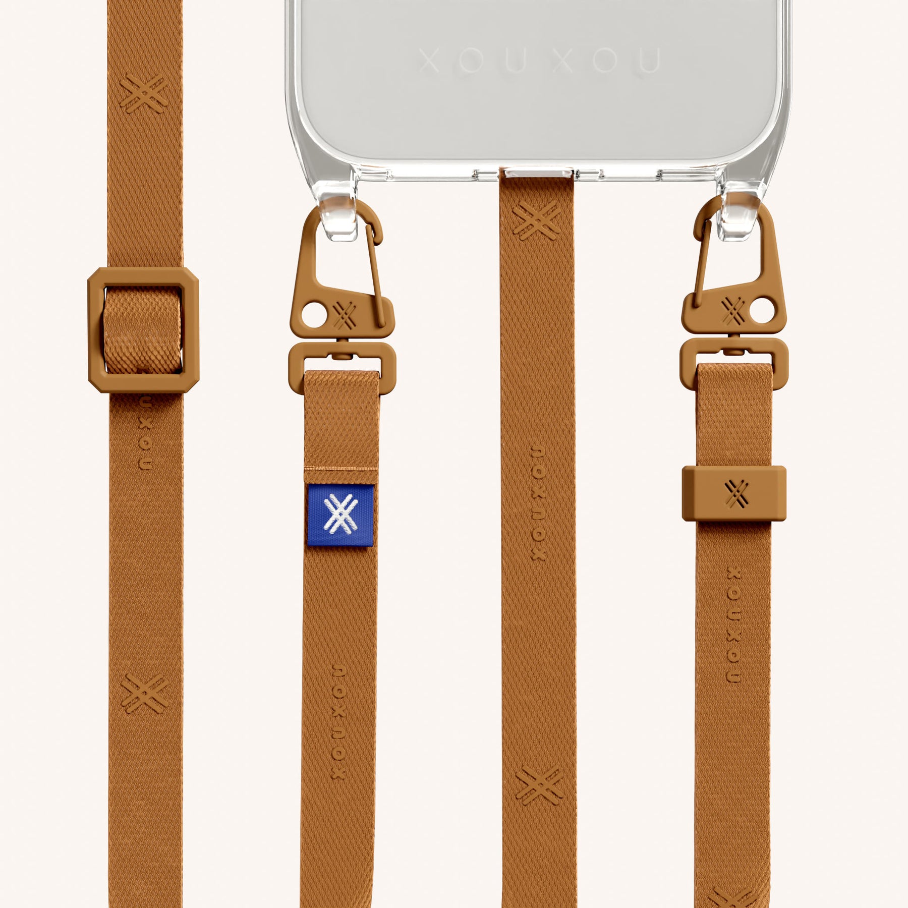 Phone Necklace with Slim Lanyard in Clear + Mel