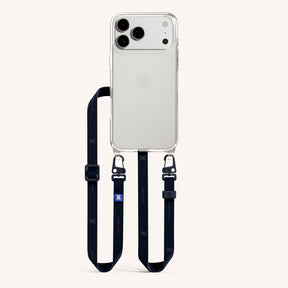 Phone Necklace with Slim Lanyard in Clear + Midnight