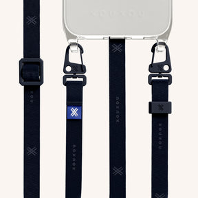 Phone Necklace with Slim Lanyard in Clear + Midnight