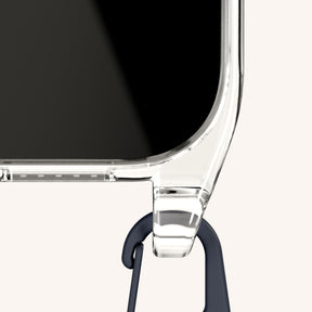 Phone Necklace with Slim Lanyard in Clear + Midnight