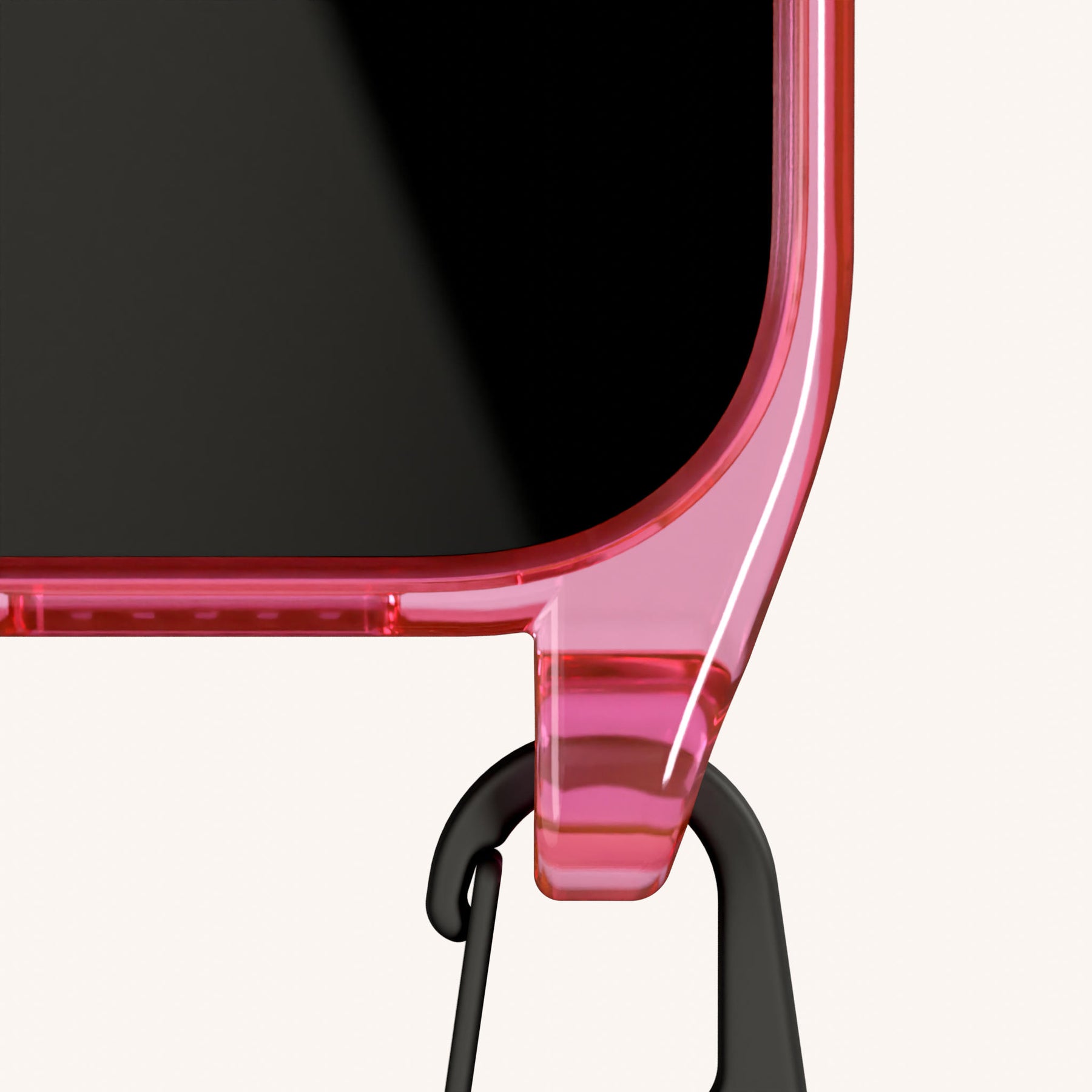 Phone Necklace with Slim Lanyard in Cyber Pink Clear + Black