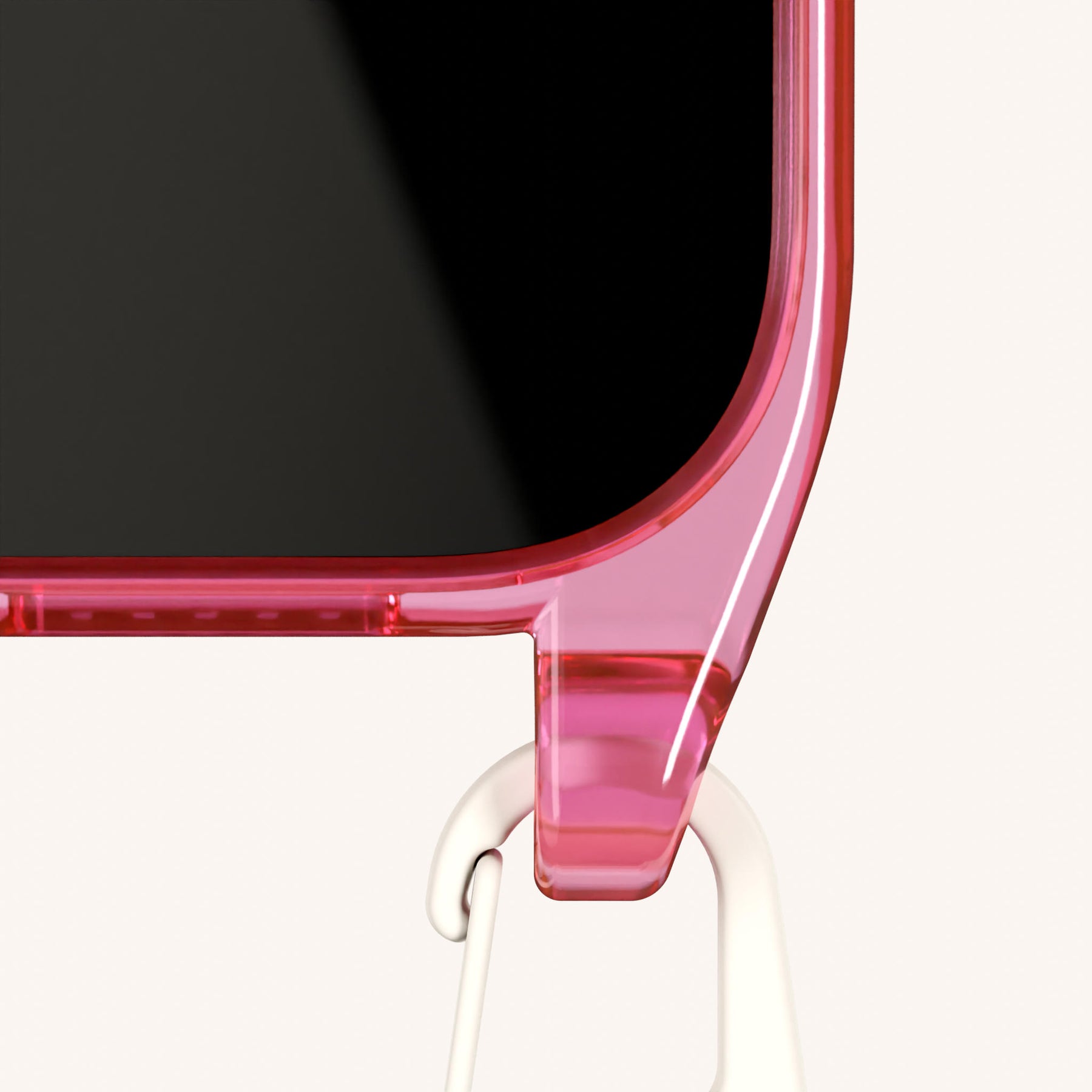 Phone Necklace with Slim Lanyard in Cyber Pink Clear + Chalk
