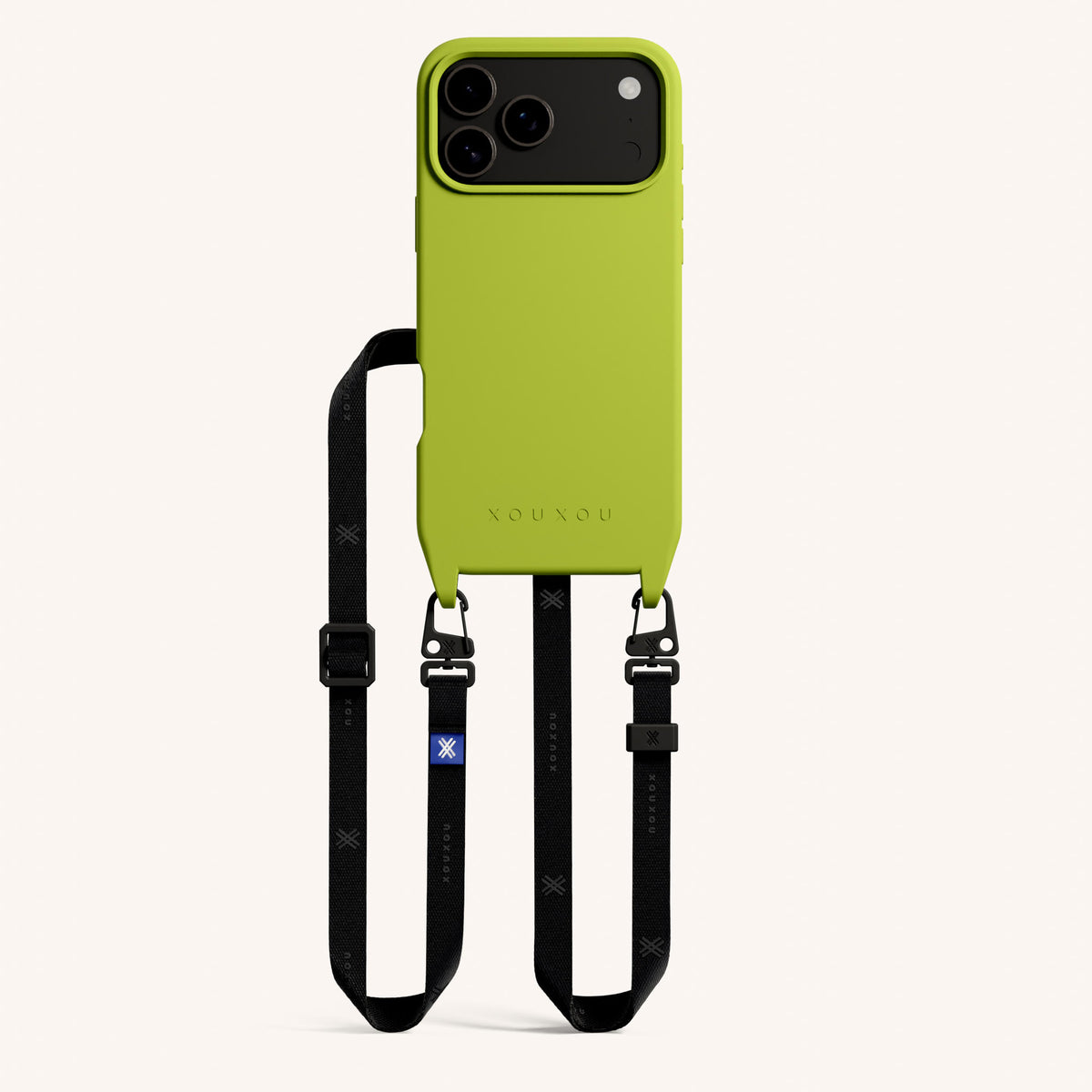 Phone Necklace with Slim Lanyard for iPhone 17 Pro with MagSafe in Olive and Black Total View | XOUXOU #phone model_iphone 17 pro