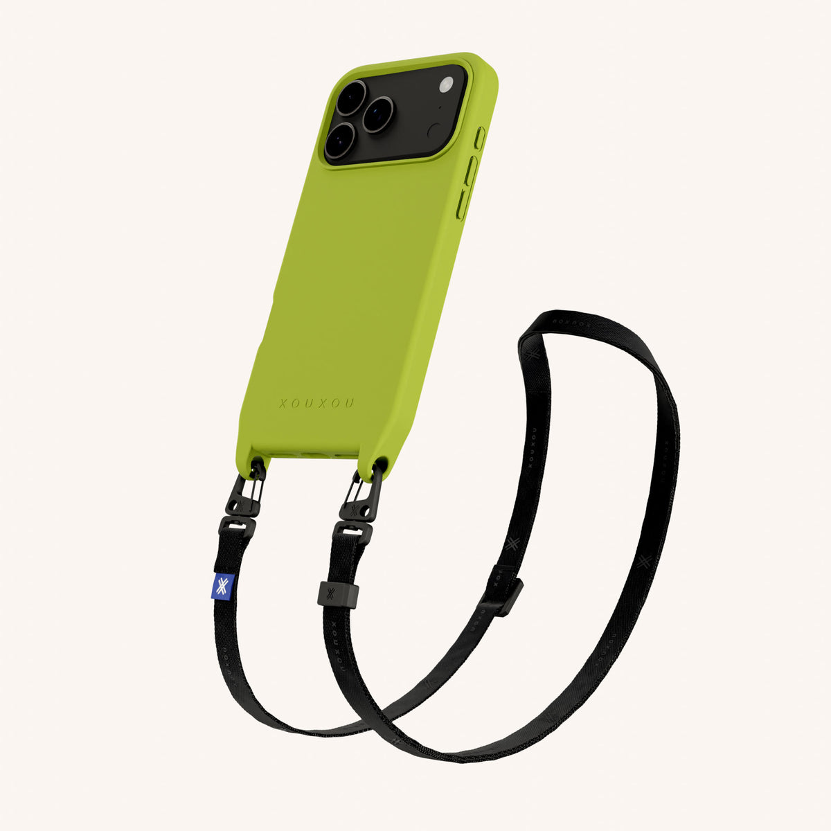 Phone Necklace with Slim Lanyard for iPhone 17 Pro with MagSafe in Olive and Black Total View | XOUXOU #phone model_iphone 17 pro