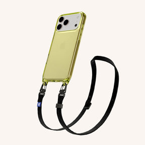 Phone Necklace with Slim Lanyard in Sunny Lime Clear + Black