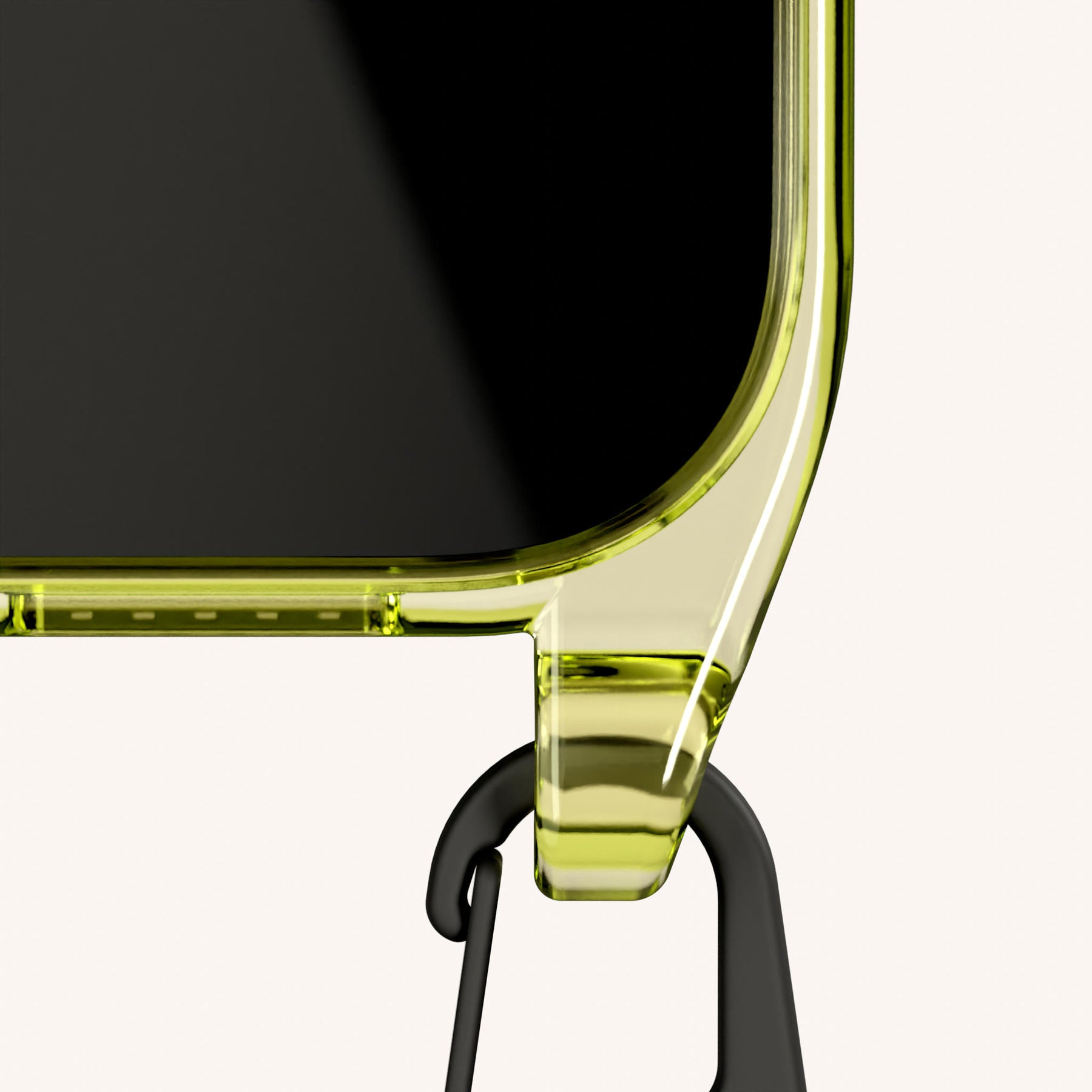 Phone Necklace with Slim Lanyard in Sunny Lime Clear + Black
