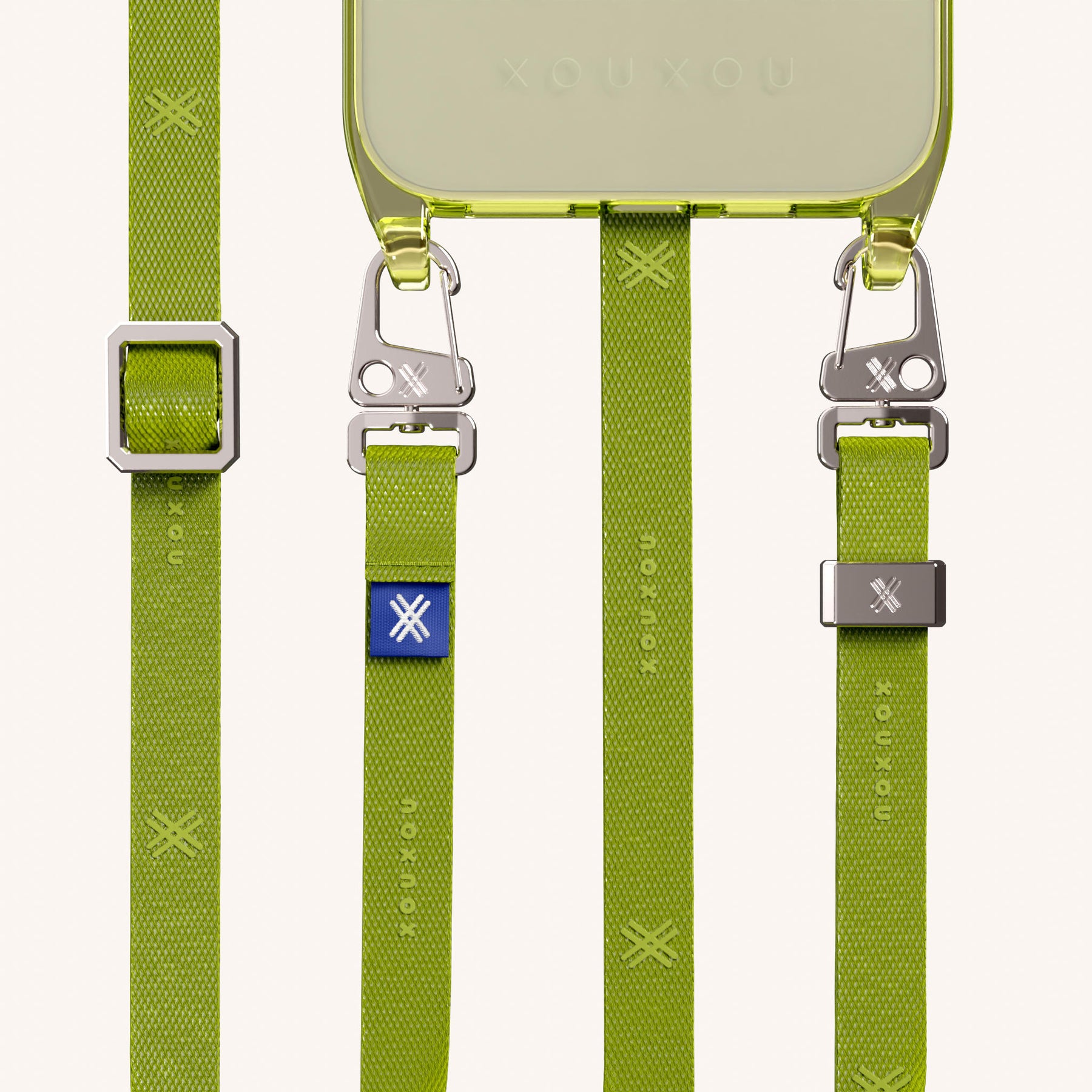 Phone Necklace with Slim Lanyard in Sunny Lime Clear + Olive