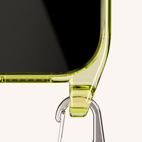 Phone Necklace with Slim Lanyard in Sunny Lime Clear + Olive