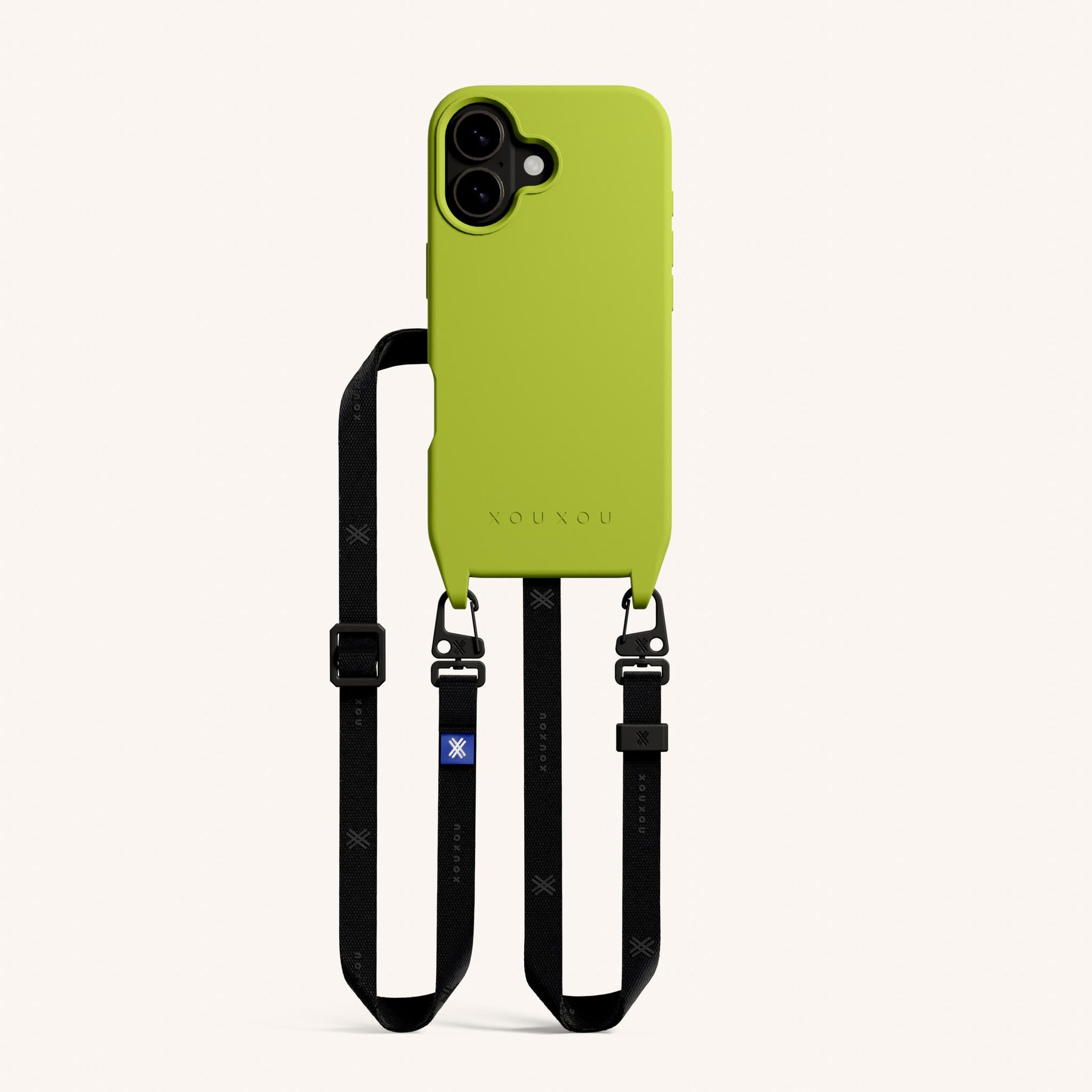 Phone Necklace with Slim Lanyard in Olive + Black