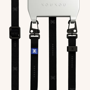 Phone Necklace with Slim Lanyard in Y2K Silver + Black