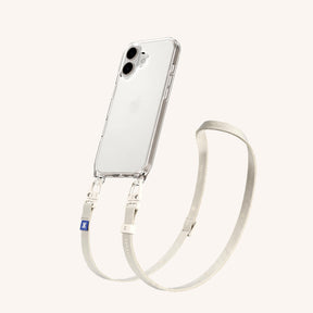 Phone Necklace with Slim Lanyard in Clear + Chalk