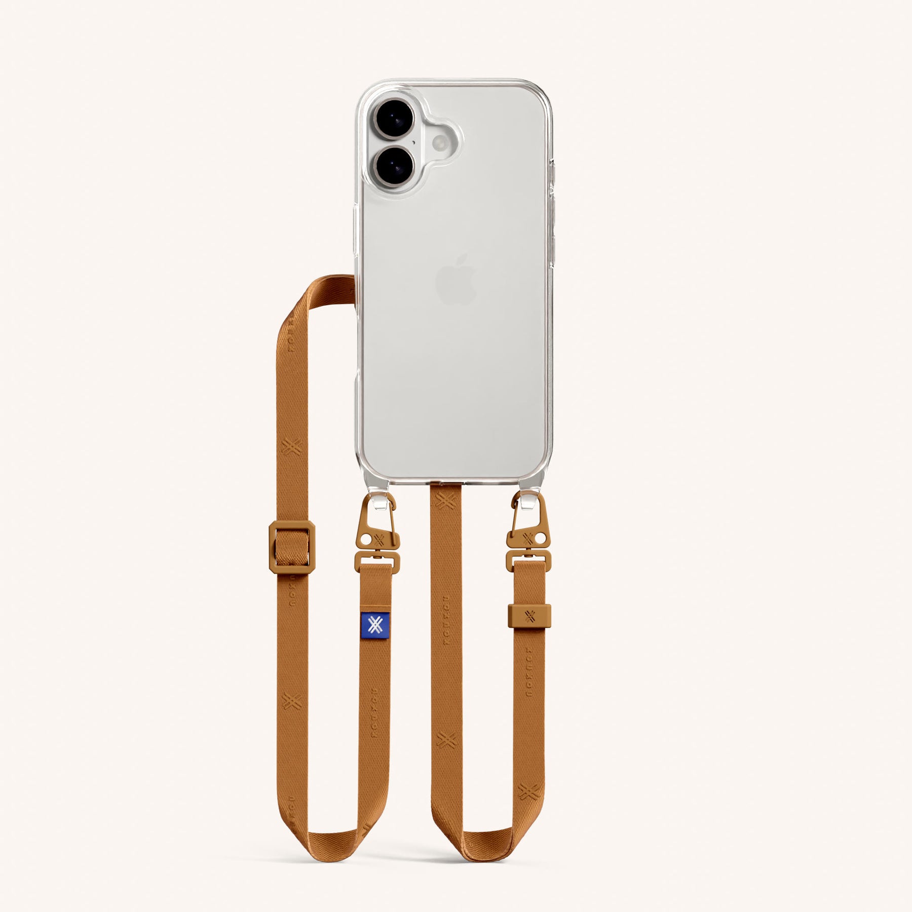 Phone Necklace with Slim Lanyard in Clear + Mel