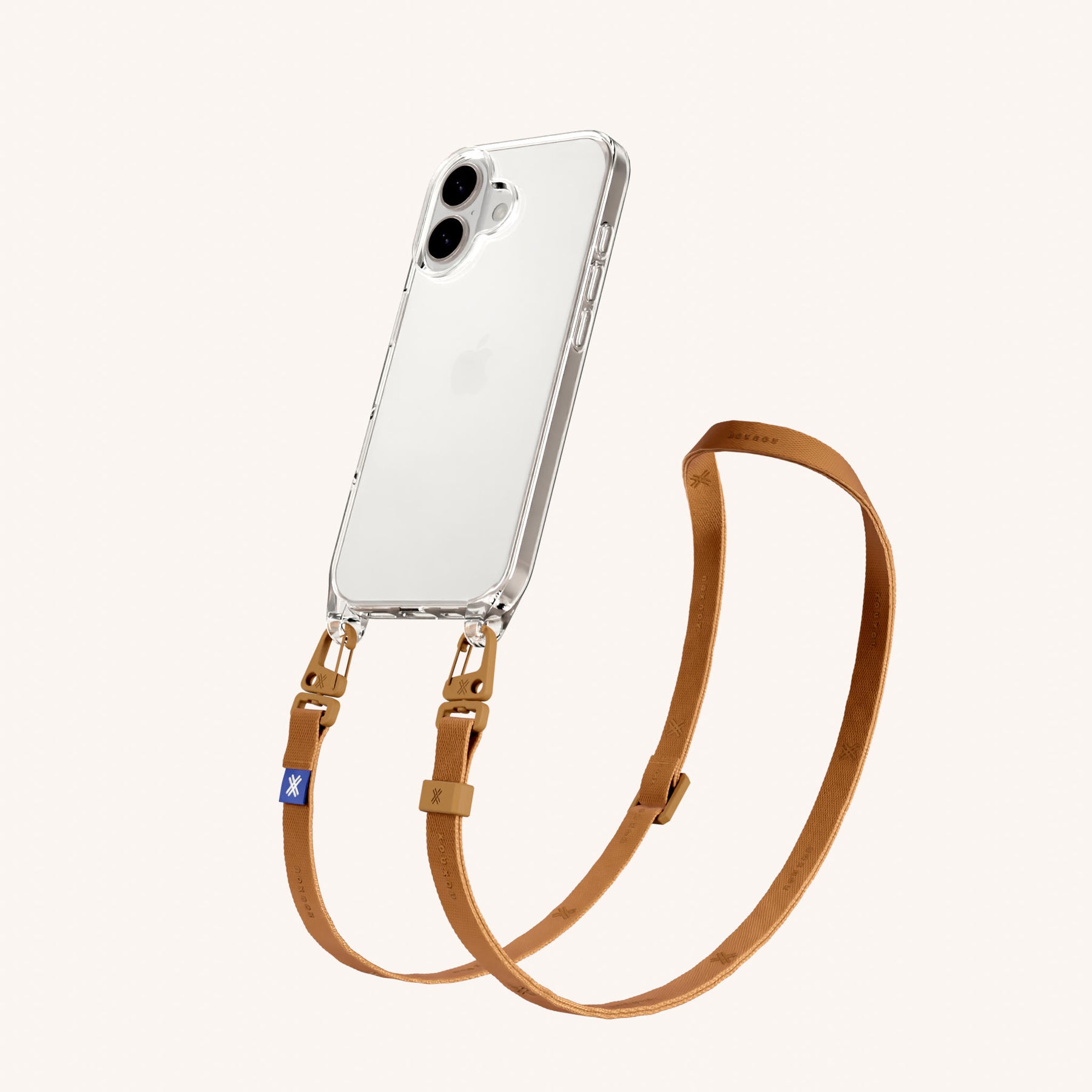Phone Necklace with Slim Lanyard in Clear + Mel