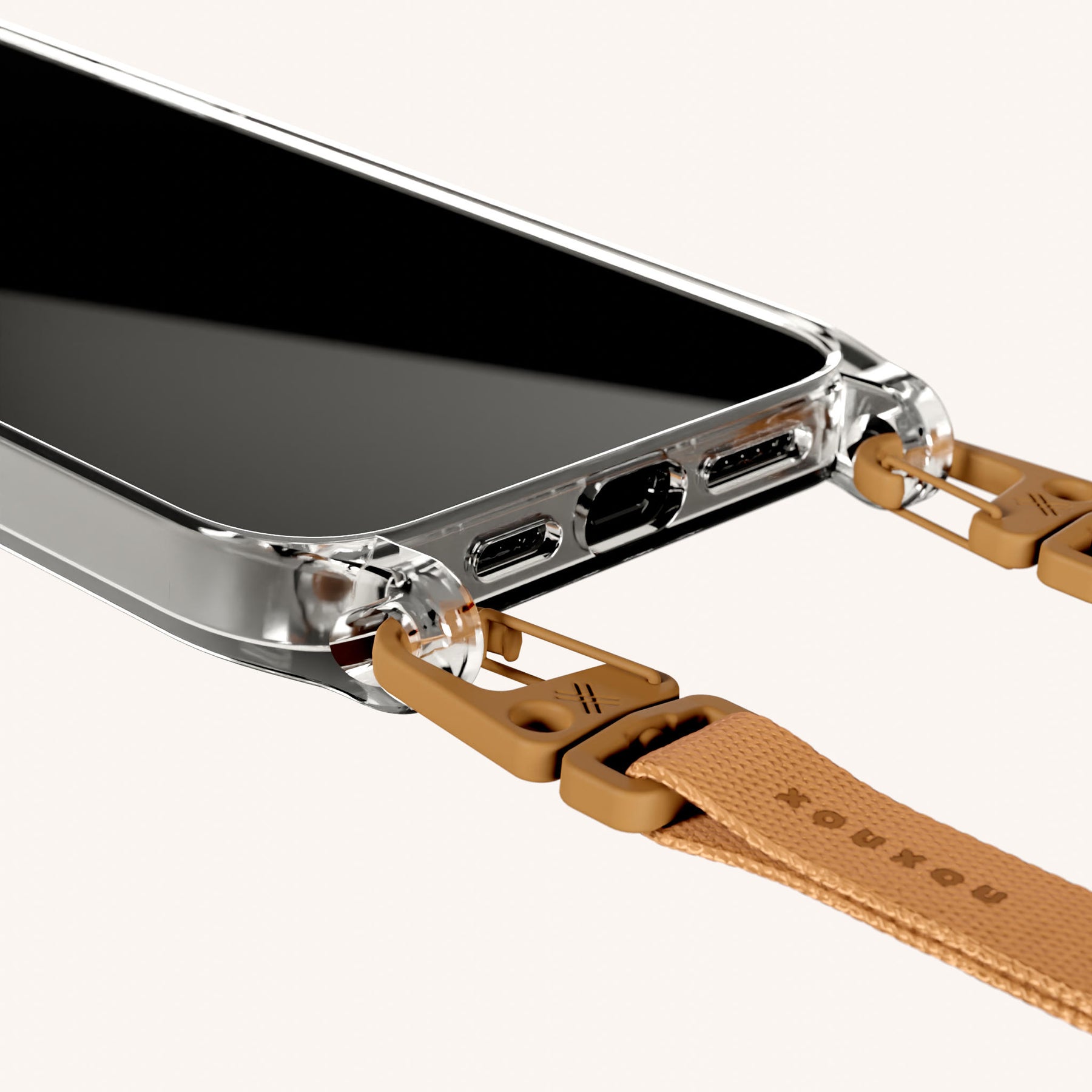 Phone Necklace with Slim Lanyard in Clear + Mel