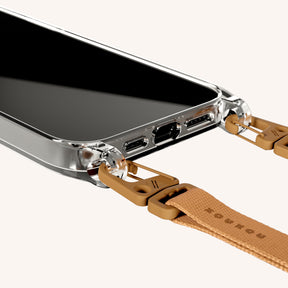 Phone Necklace with Slim Lanyard in Clear + Mel