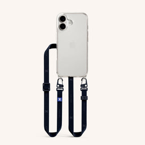 Phone Necklace with Slim Lanyard in Clear + Midnight