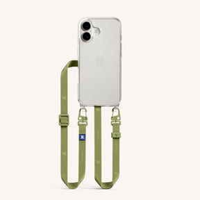 Phone Necklace with Slim Lanyard in Clear + Pistachio